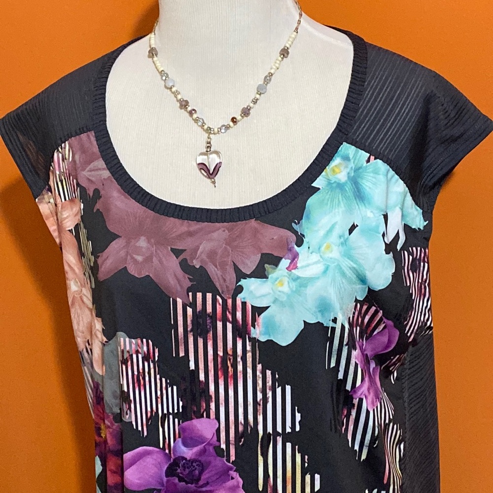 CALIA by Carrie Underwood Botanical Garden Floral Twist Back Yoga Top ~ Large